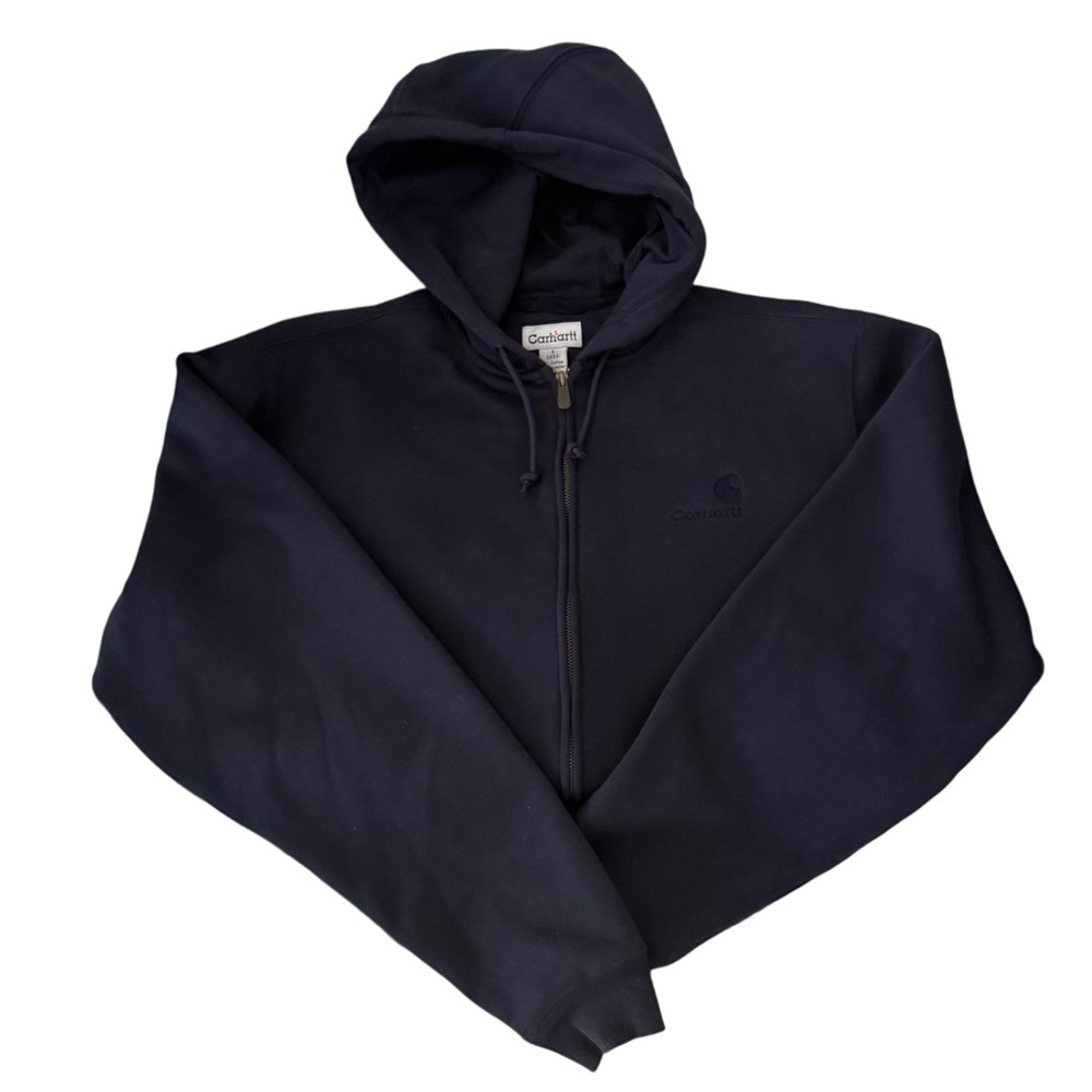 Carhartt Navy Blue Long Sleeve Cotton Zip Up Hoodie Sweatshirt Tall Large